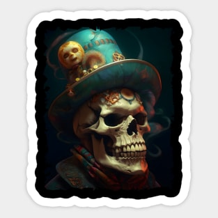 Spooky Evil Clown Skull Sticker